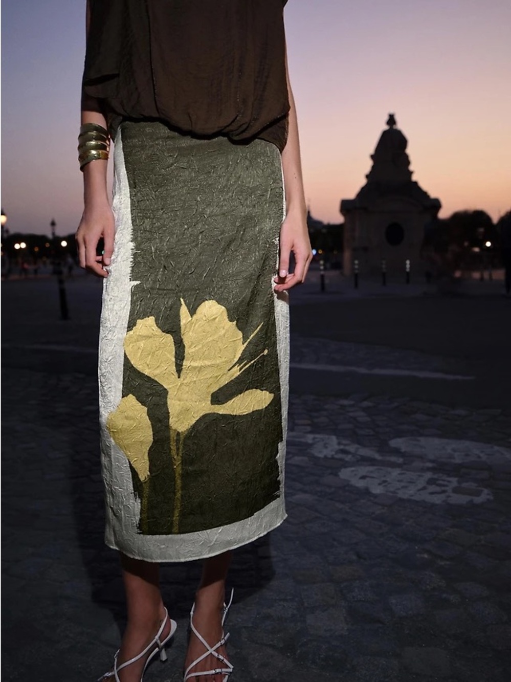 Zara printed wrinkle effect skirt